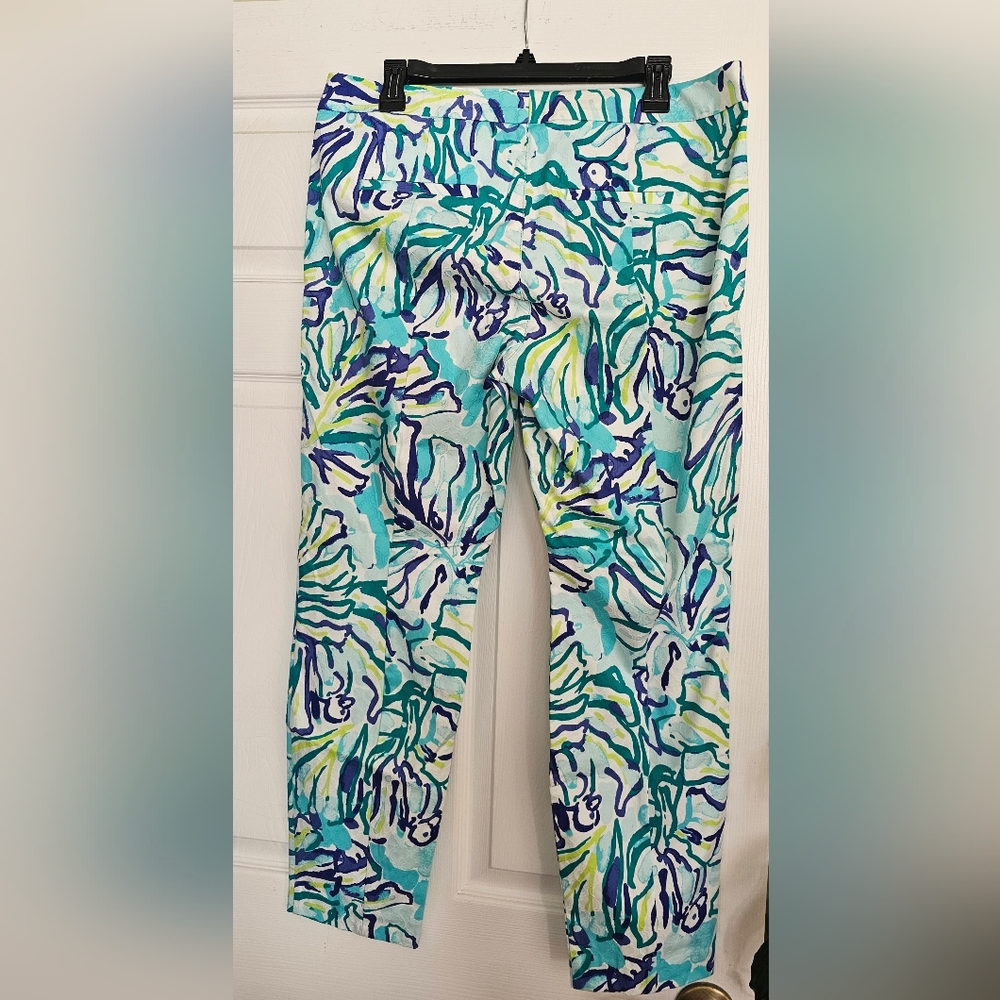 NWT Lilly Pulitzer Pool Blue Kelly Skinny Ankle Pants, Size 10 - Picture 2 of 6
